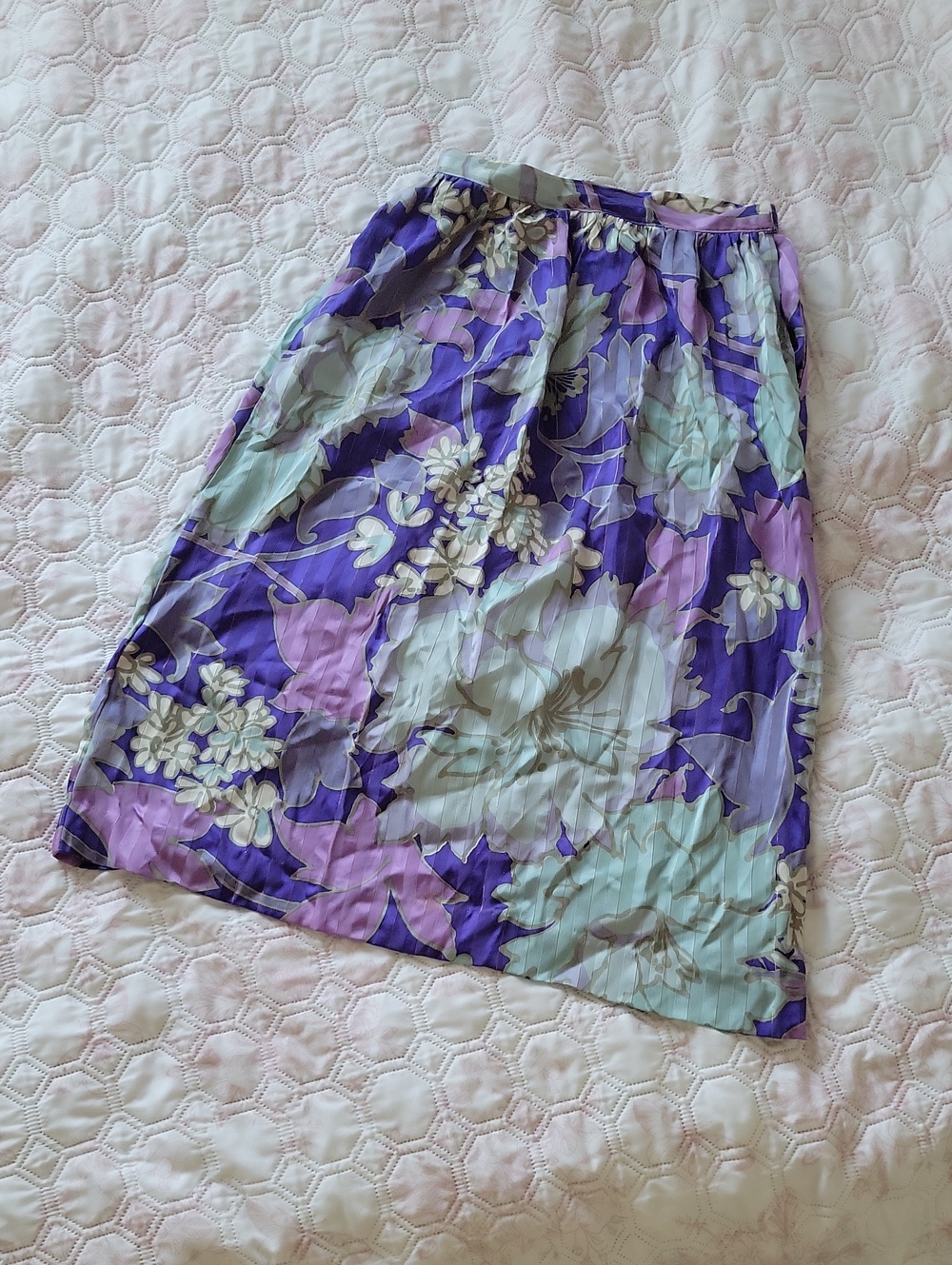 Vintage Purple Floral Midi Skirt
